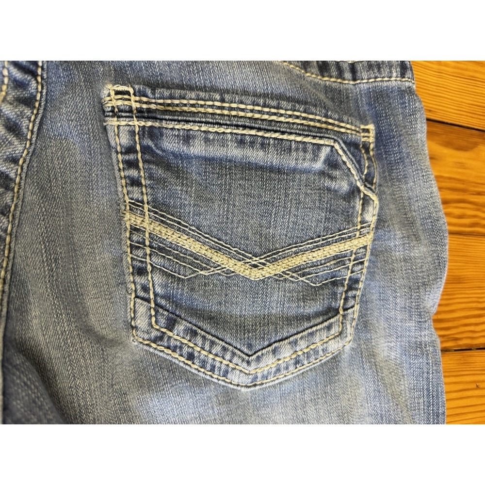 BKE Nolan Straight Leg Men's Jeans Medium Wash 33L Cowboy Embroidered Pockets - Picture 15 of 16